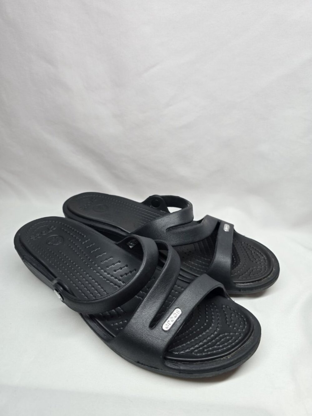 Crocs Patricia Wedge Strappy Slide Slip On Sandals Womens Size 9 Black